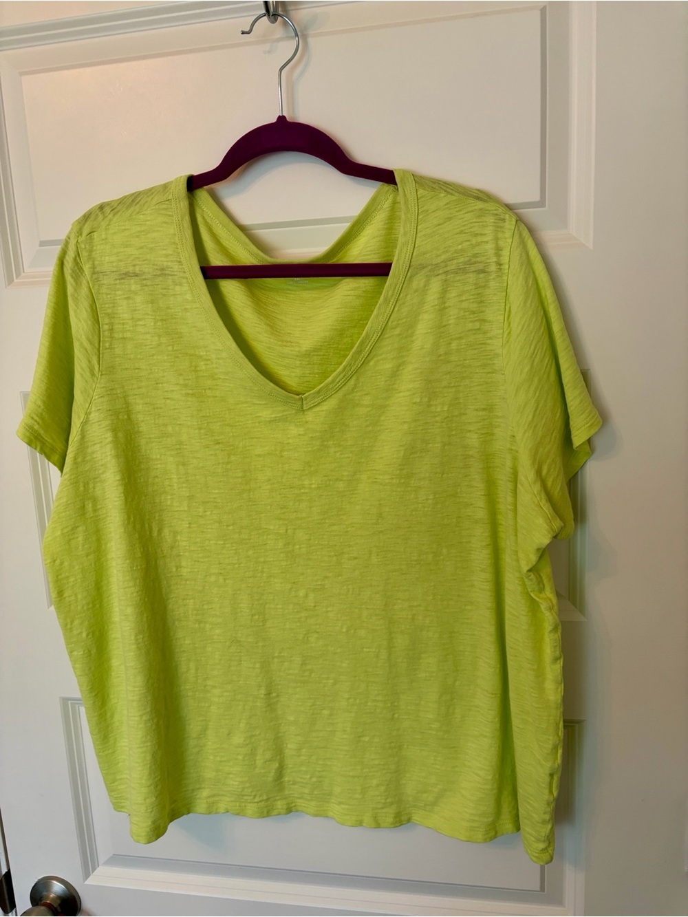 Old Navy V‑Neck Short Sleeve Top - Neon Lime - Picture 2 of 5